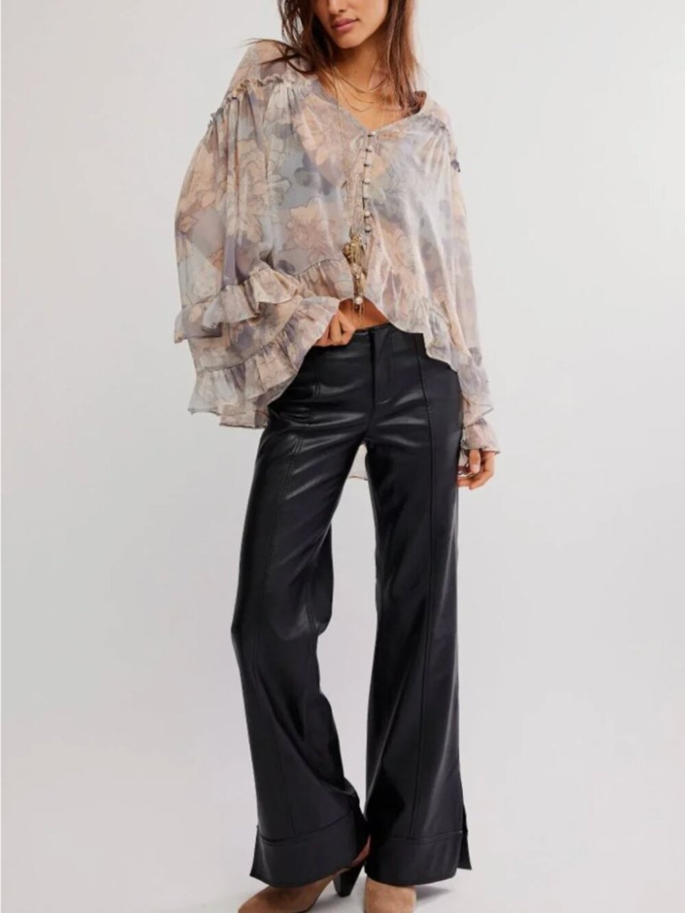 FREE PEOPLE NWT Glow Up Vegan Pants / Black
